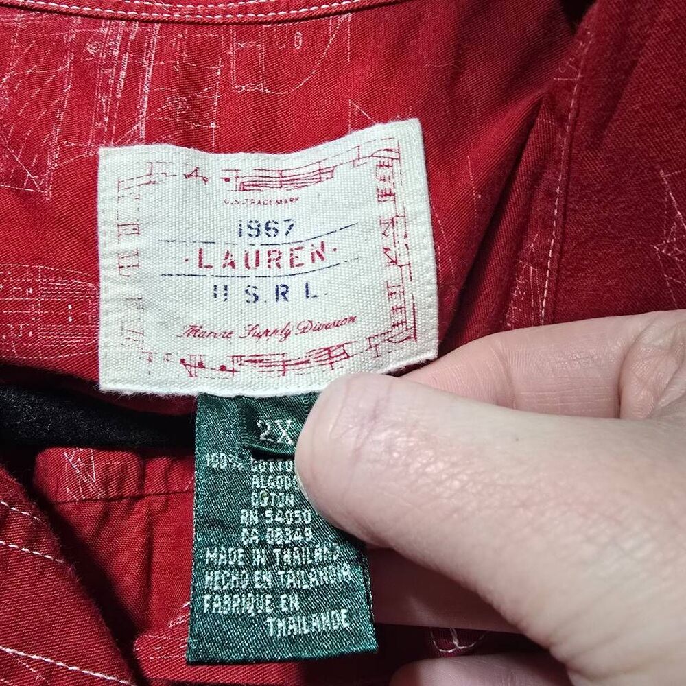 Ralph Lauren Vintage USRL Marine Division Button Down Shirt 2x Red Maritime Boat - Picture 4 of 4